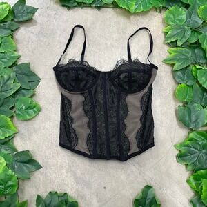 Out From Under Black Lace Bustier Top